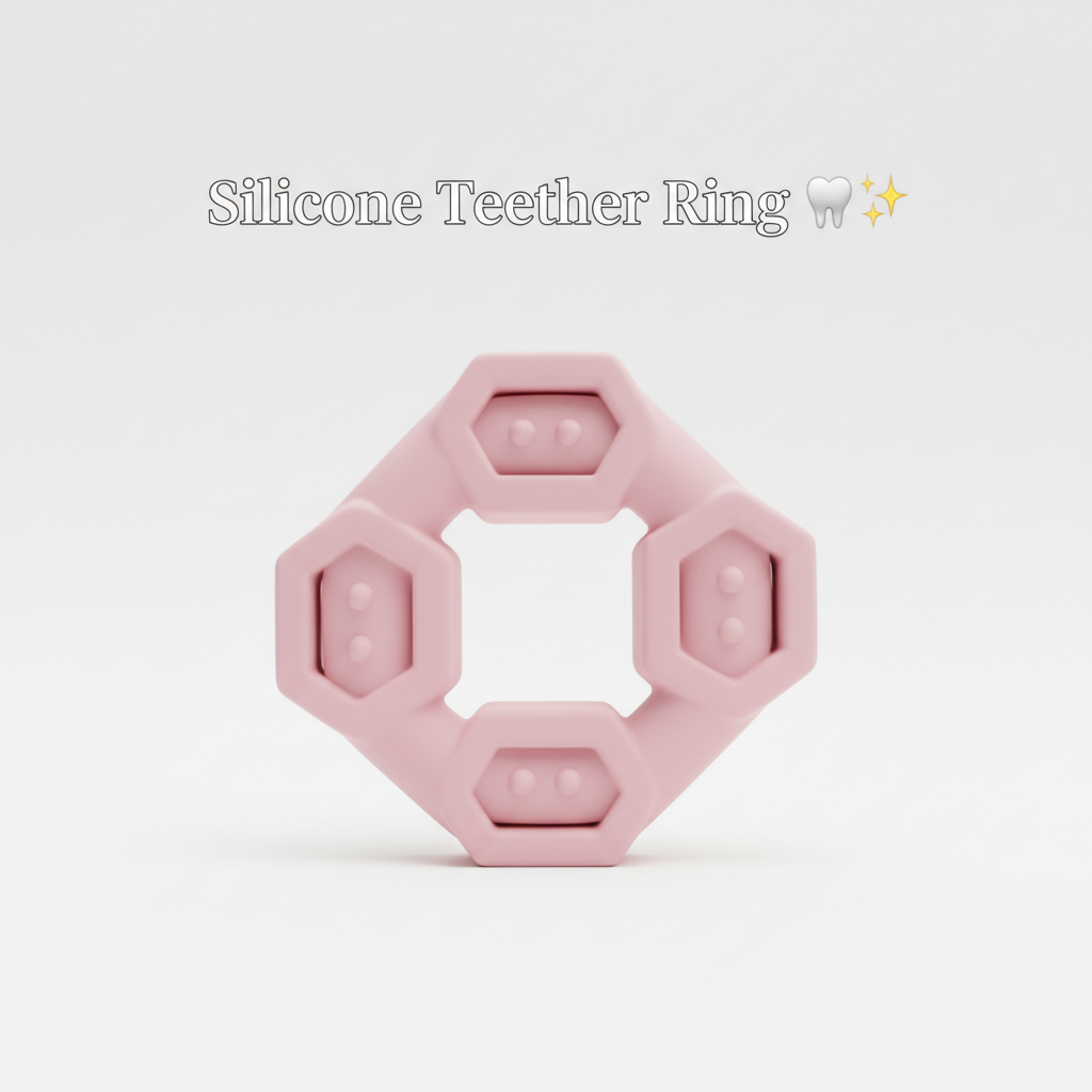 Silicone Teether Ring in soft pink