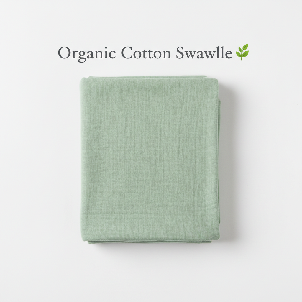 Organic Cotton Swaddle Blanket in sage green