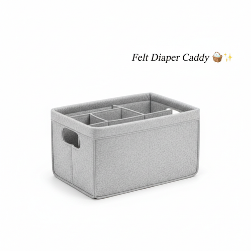 Felt Diaper Caddy Organizer in gray