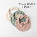 Muslin Baby Bib Set 3-Pack in neutral colors